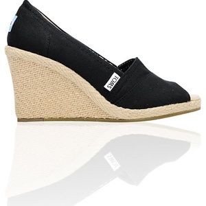 Toms Black Peep Toe Wedge